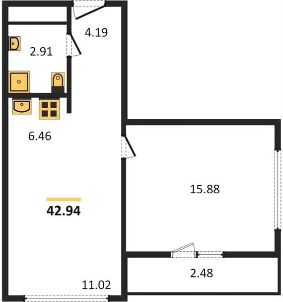 1-Bedroom Apartment in Oxygen Residential Complex, Sochi