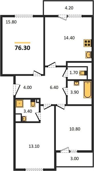 2-Bedroom Apartment in Oblaka-2, Novorossiysk