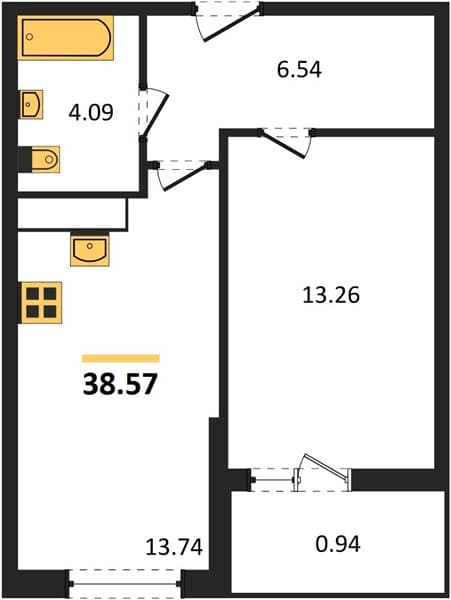 1-Bedroom Apartment in Central Residential Complex, Anapa