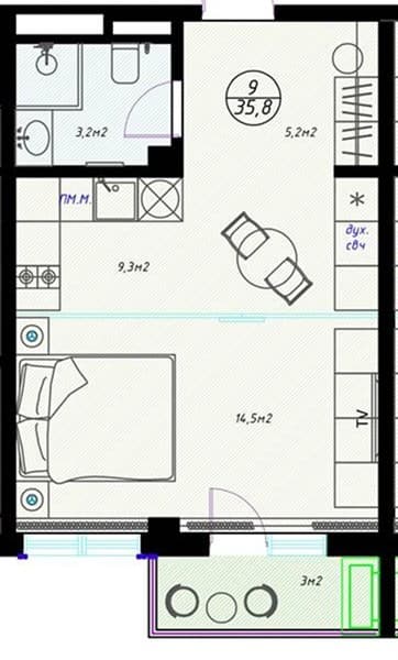 1-Bedroom Apartment in Olivia, Sochi
