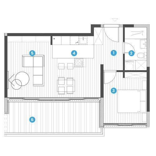 Квартира в Будве, Черногория, 61 м², фото 5