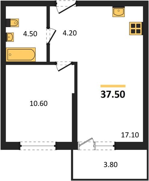 1-Bedroom Apartment in Lestoriya, Sochi