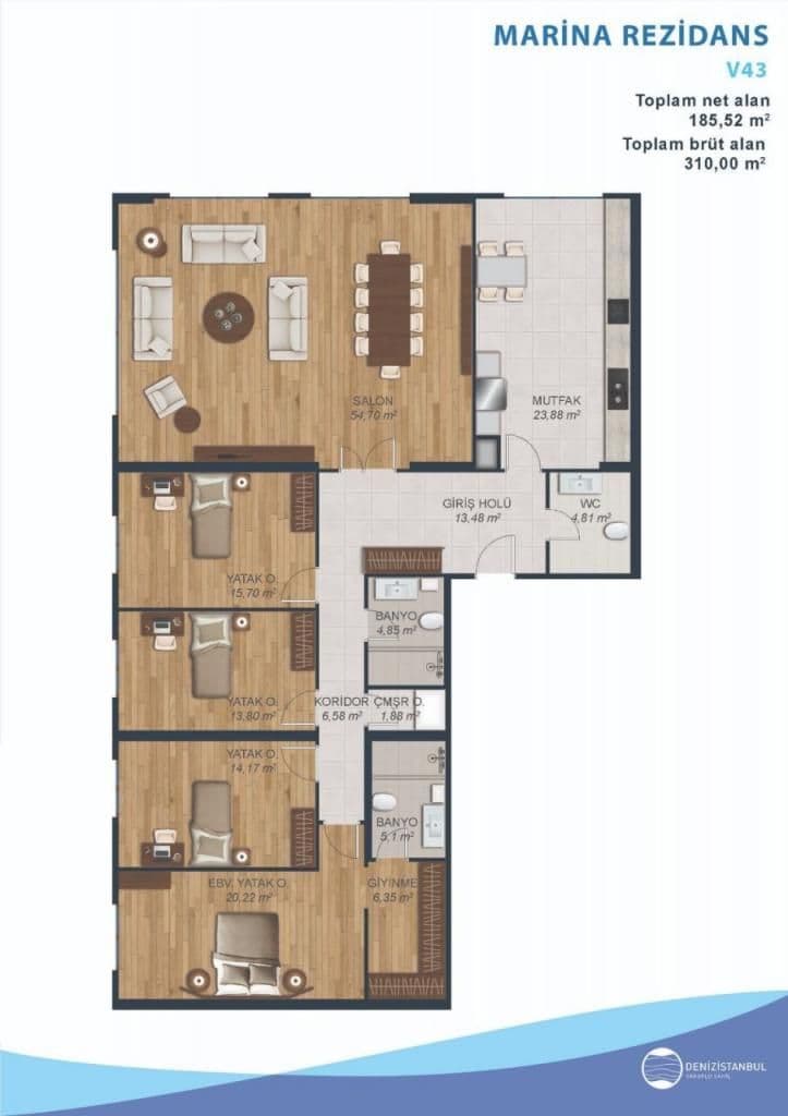 Апартаменты в Стамбуле, Турция, 259.56 м², фото 4