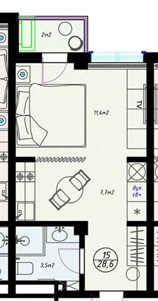 Studio, 28.60 m² in Olivia, Sochi