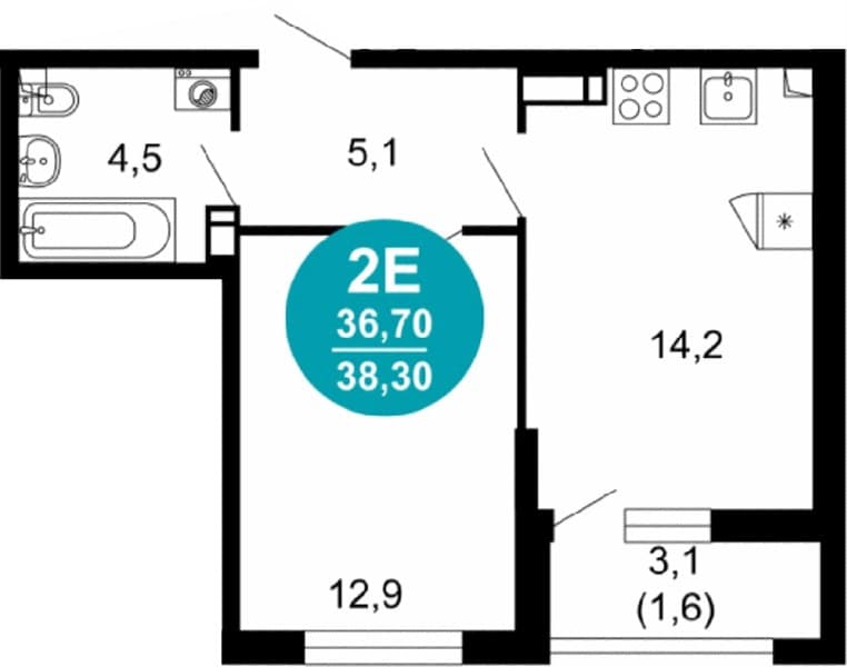 1-Bedroom Apartment in Lestoriya, Sochi