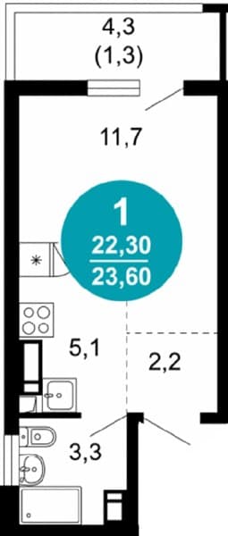 Studio Apartment in Lestoriya, Sochi