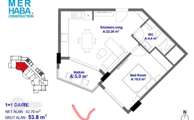 1-Bedroom (1+1) Luxury Apartment in Mahmutlar, Alanya