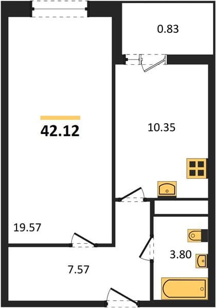 1-Bedroom Apartment in Central Residential Complex, Anapa