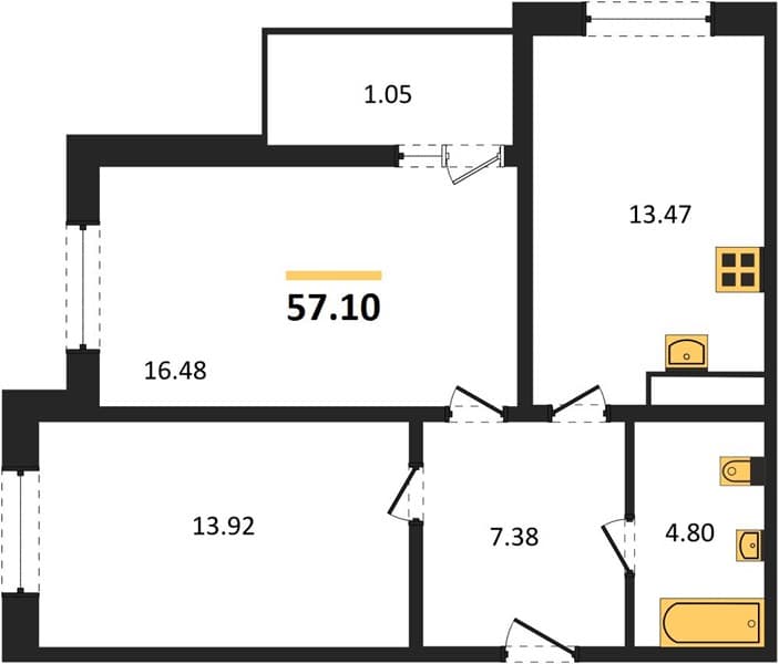2-Bedroom Apartment in Centralnyy Residential Complex, Anapa