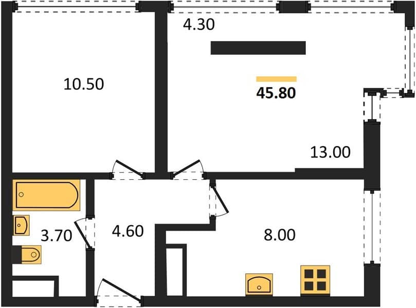 1-Bedroom Apartment with City and Mountain View in Sochi
