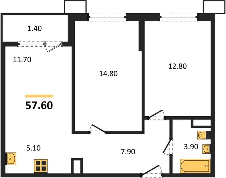 1-Bedroom Apartment in Porto Novo, Tsemdolina, Novorossiysk