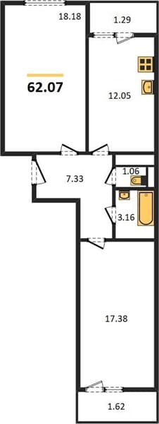 2-Bedroom Apartment on the 18th Floor in Centralny, Anapa