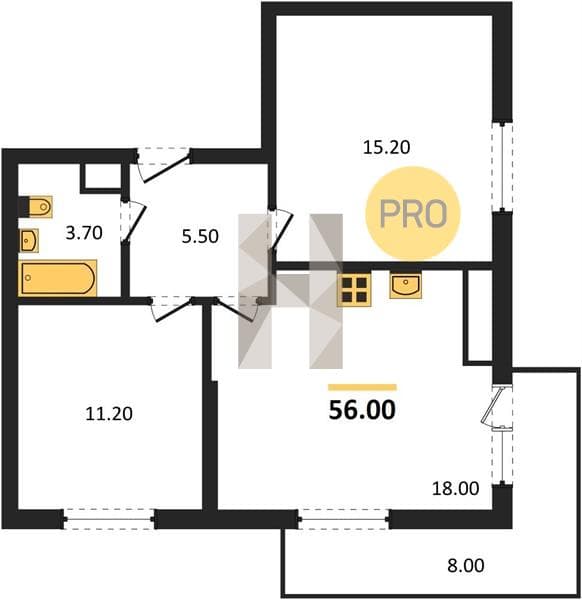 1-Bedroom Apartment in Oblaka-3, Novorossiysk