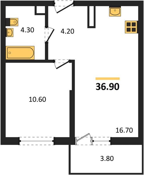 1-Bedroom Apartment in Lestoriya, Sochi