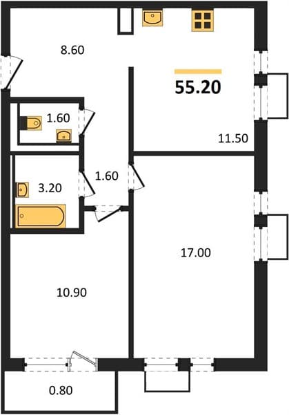 1-Bedroom Apartment with Sea View in Novorossiysk