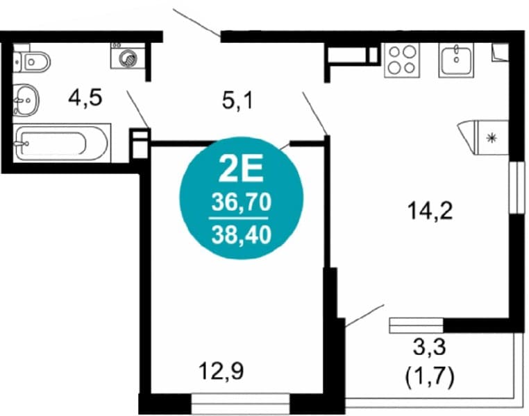 1-Bedroom Apartment in Lestoriya, Sochi
