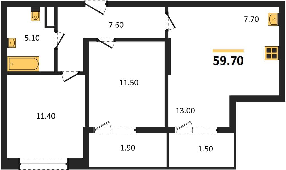 1-Bedroom Apartment in Khozyain Morey, Supsekh