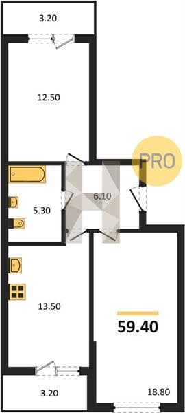 2-Bedroom Apartment in Oblaka-3, Novorossiysk
