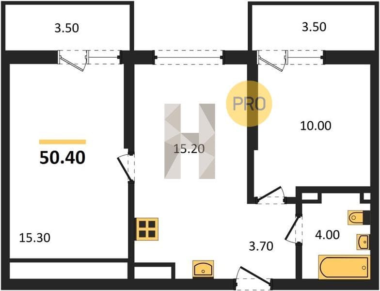 2-Bedroom Apartment in Flora, Kudepta, Sochi