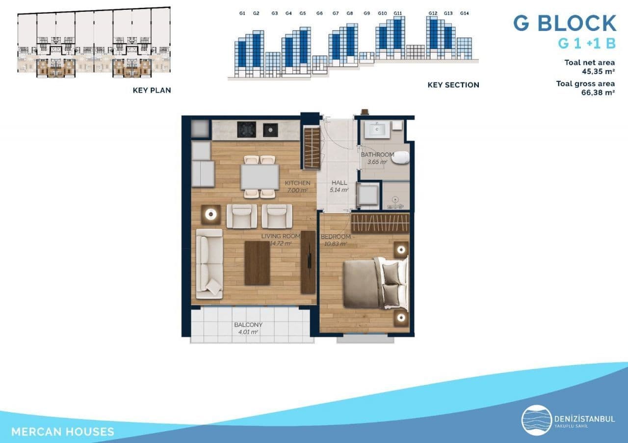 Апартаменты в Стамбуле, Турция, 66 м², фото 3
