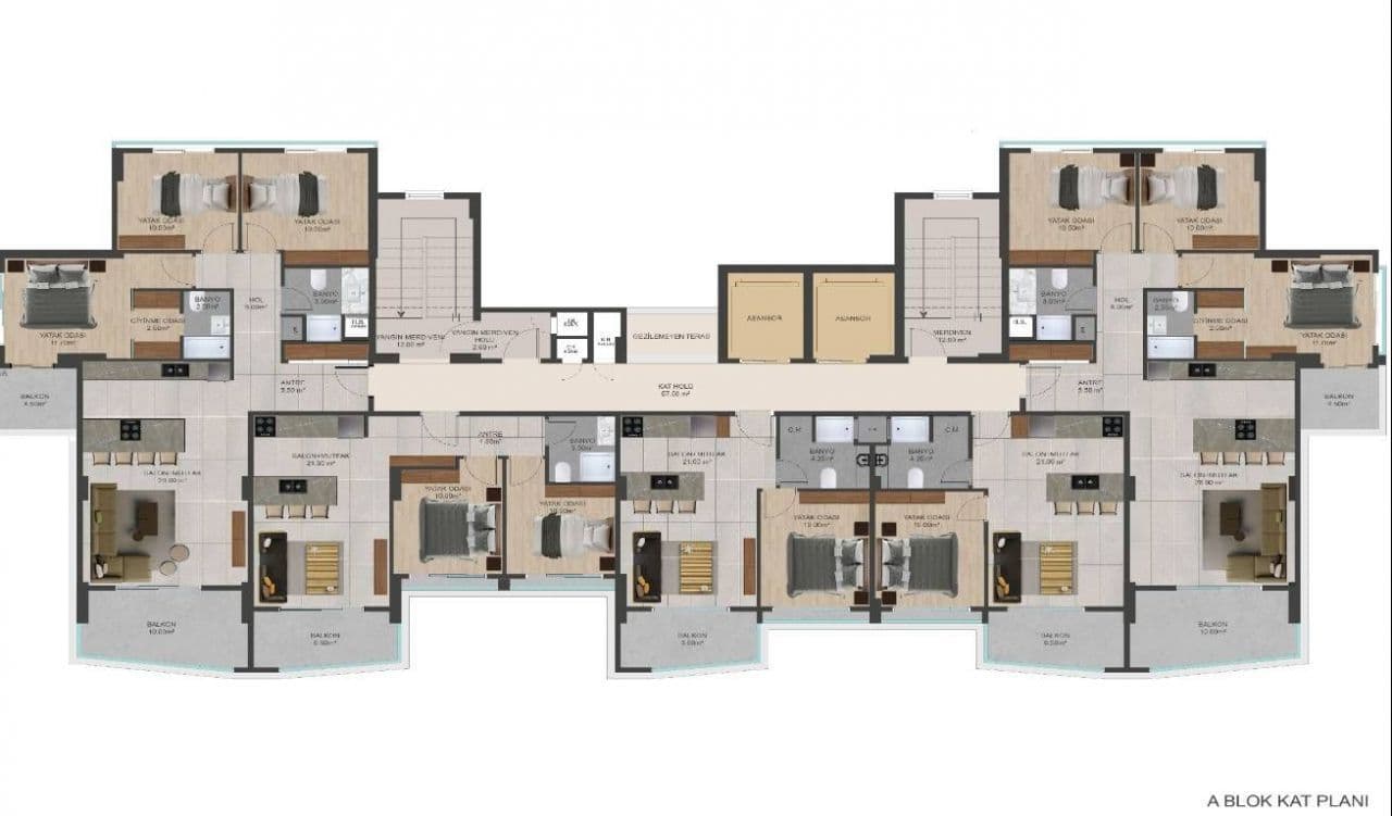 Апартаменты в Мерсине, Турция, 80 м², фото 2