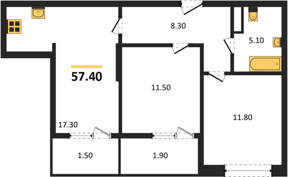 2-Bedroom Apartment in Khozyain Morey, Supsekh