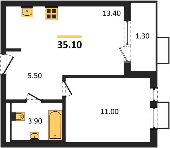 1-Bedroom Apartment with Sea View in Novorossiysk