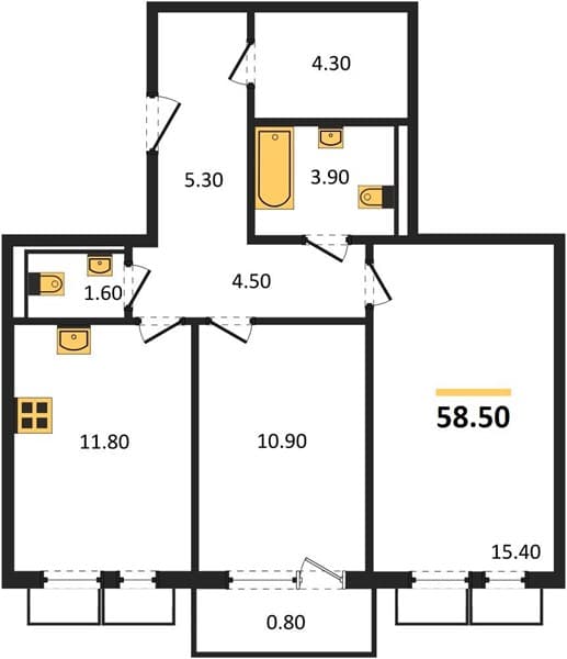 1-Bedroom Apartment with Sea View in Novorossiysk