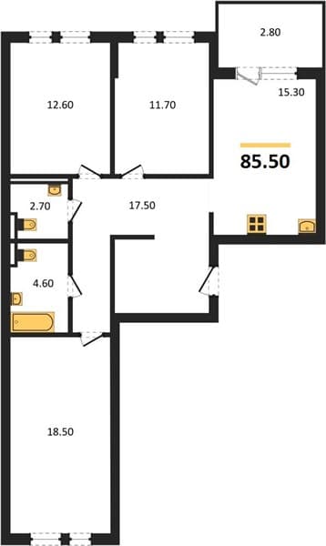 2-Bedroom Apartment with Sea View in Novorossiysk