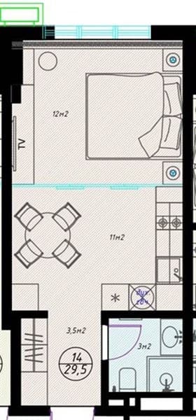 Studio Apartment in Olivia, Sochi