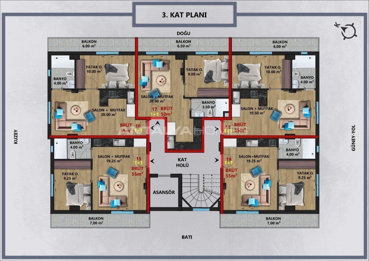 Апартаменты в Анталии, Турция, 50 м², фото 3