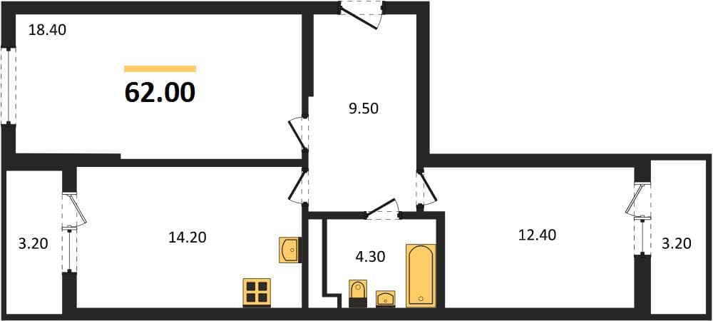 2-Bedroom Apartment in Oblaka-3, Novorossiysk