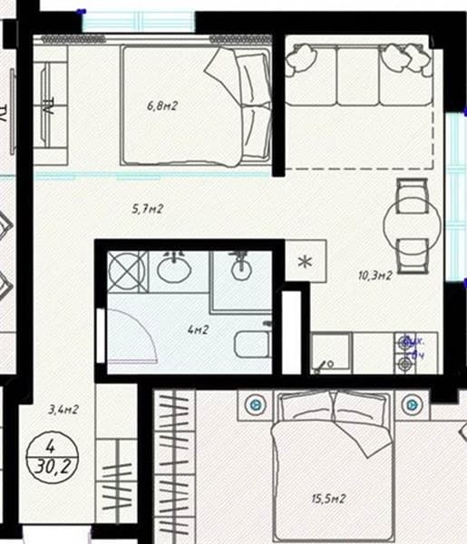 Studio Apartment in Olivia, Sochi