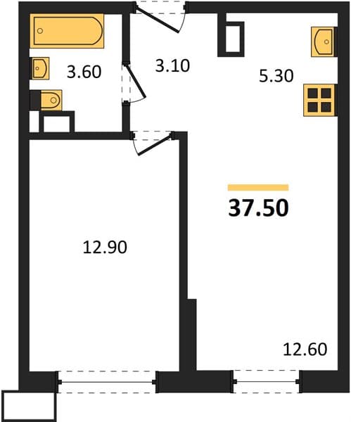 1-Bedroom Apartment in Porto-Novo, Tsemdolina, Novorossiysk