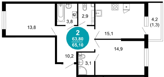 1-Bedroom Apartment in Lestoriya, Sochi