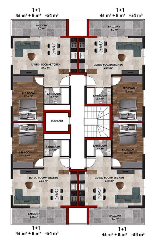Апартаменты в Авсалларе, Турция, 54 м², фото 5