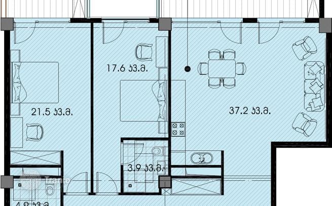 2-Bedroom Apartment with Spacious Balcony in Tbilisi City Center