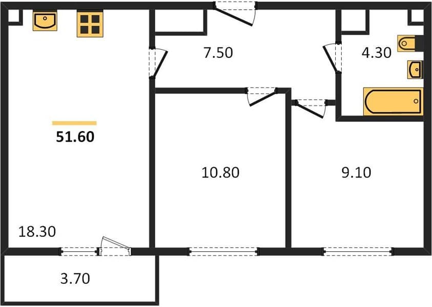 1-Bedroom Apartment in Oblaka-2, Novorossiysk