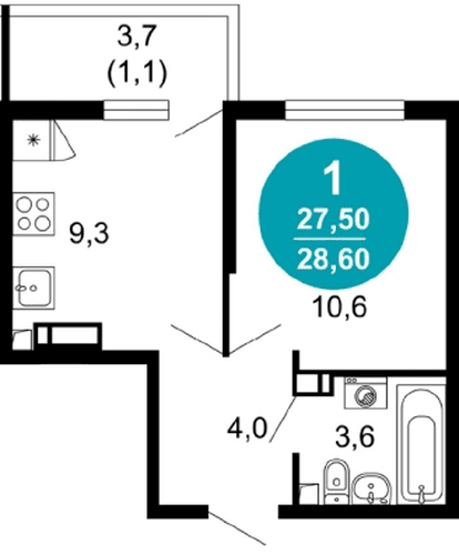 1-Bedroom Apartment in Lestoriya, Sochi