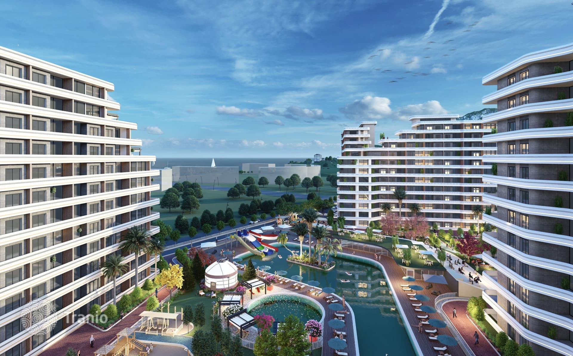 New Apartments with Water Park and Fitness Center in Mersin