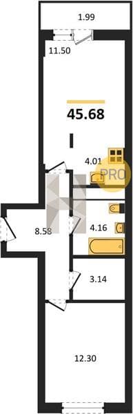 1-Bedroom Apartment in Oxygen Residential Complex, Sochi