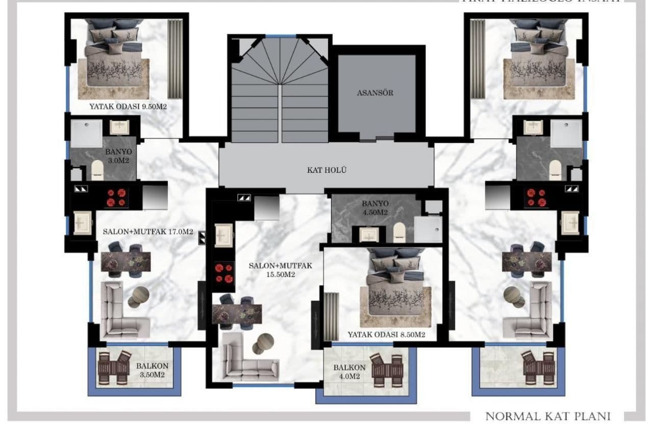 Квартира в Авсалларе, Турция, 40 м², фото 4