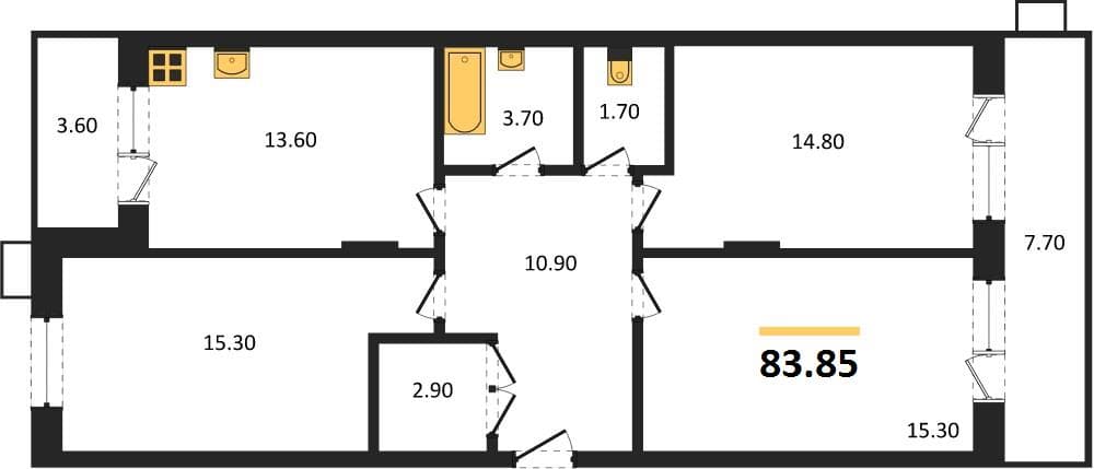 2-Bedroom Apartment in Lermontov Complex, Taman