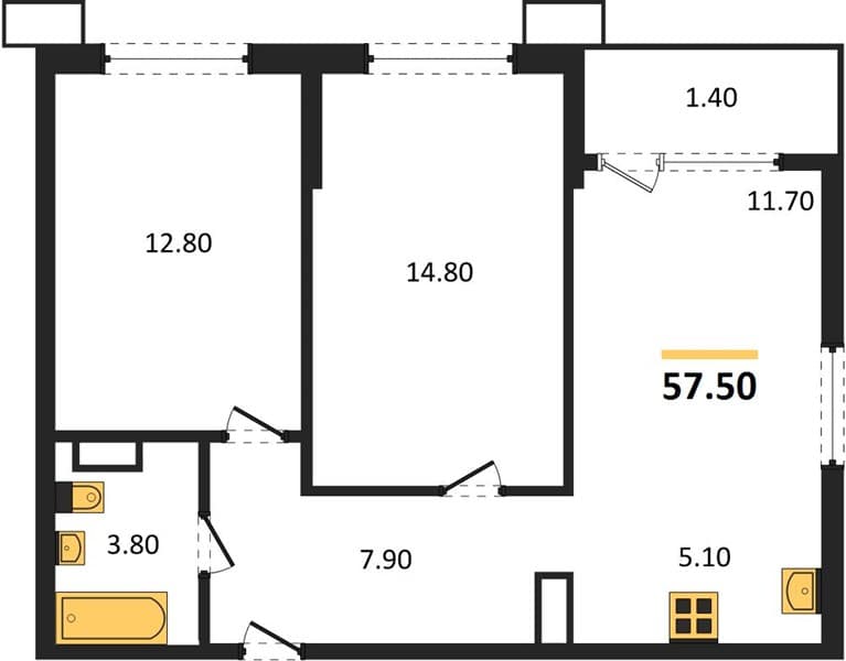 2-Bedroom Apartment with Mountain View in Tsemdolina, Novorossiysk