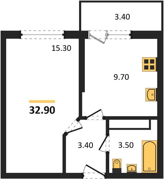Studio Apartment in Oblaka-3, Novorossiysk