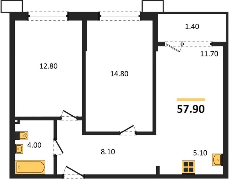 2-Bedroom Apartment in Porto-Novo, Tsemdolina, Novorossiysk
