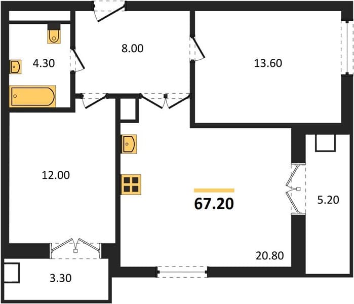 2-Bedroom Apartment in Gostinichnyy Kompleks More Tut, Golubitskaya