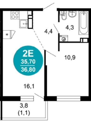 1-Bedroom Apartment in Lestoriya, Sochi
