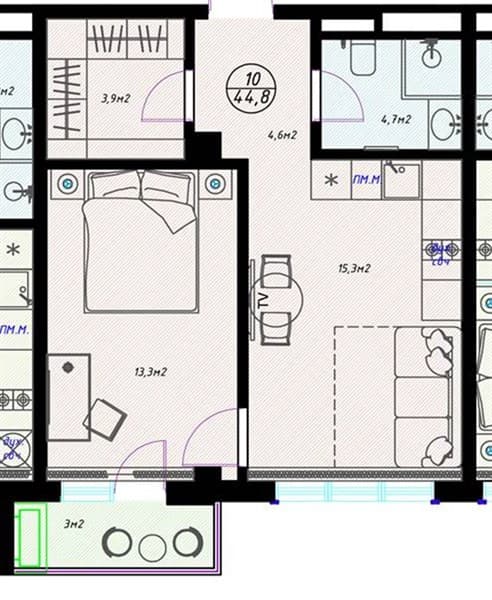 1-Bedroom Apartment in Olivia, Sochi
