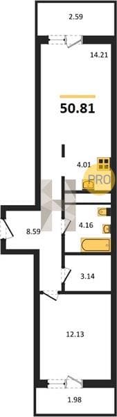 1-Bedroom Apartment in Kislorod Residential Complex, Sochi